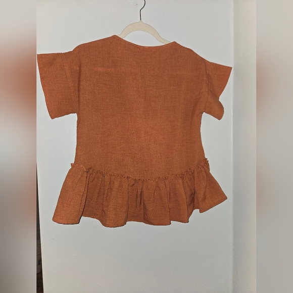 Women's Ruffled Hem Top - Rust - Picture 4 of 4